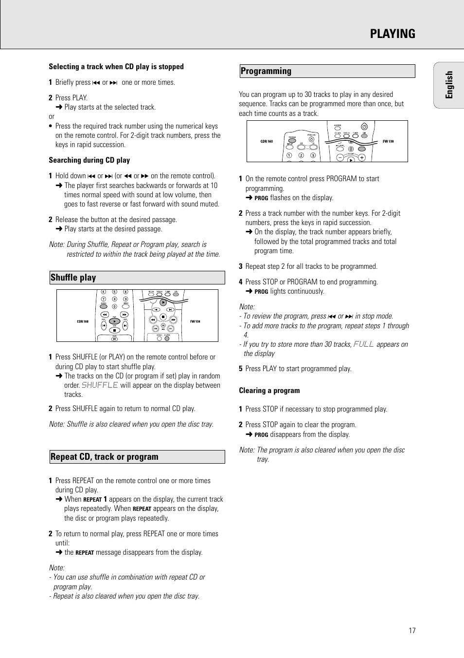 Playing | Philips CDR 560 User Manual | Page 19 / 55