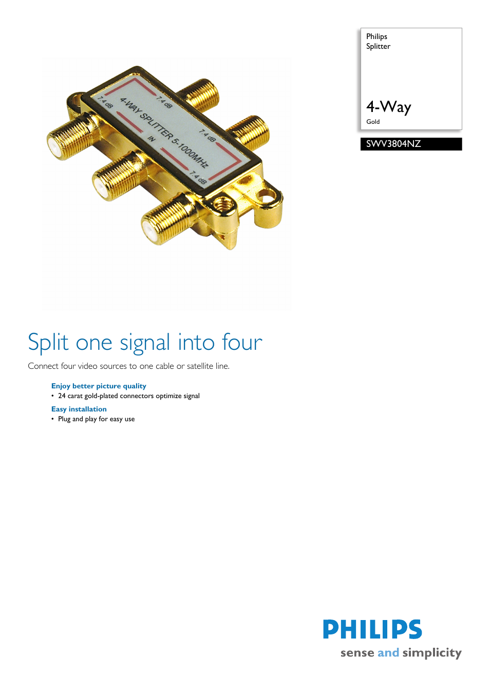 Philips 4-Way SWV3804NZ/97 User Manual | 2 pages