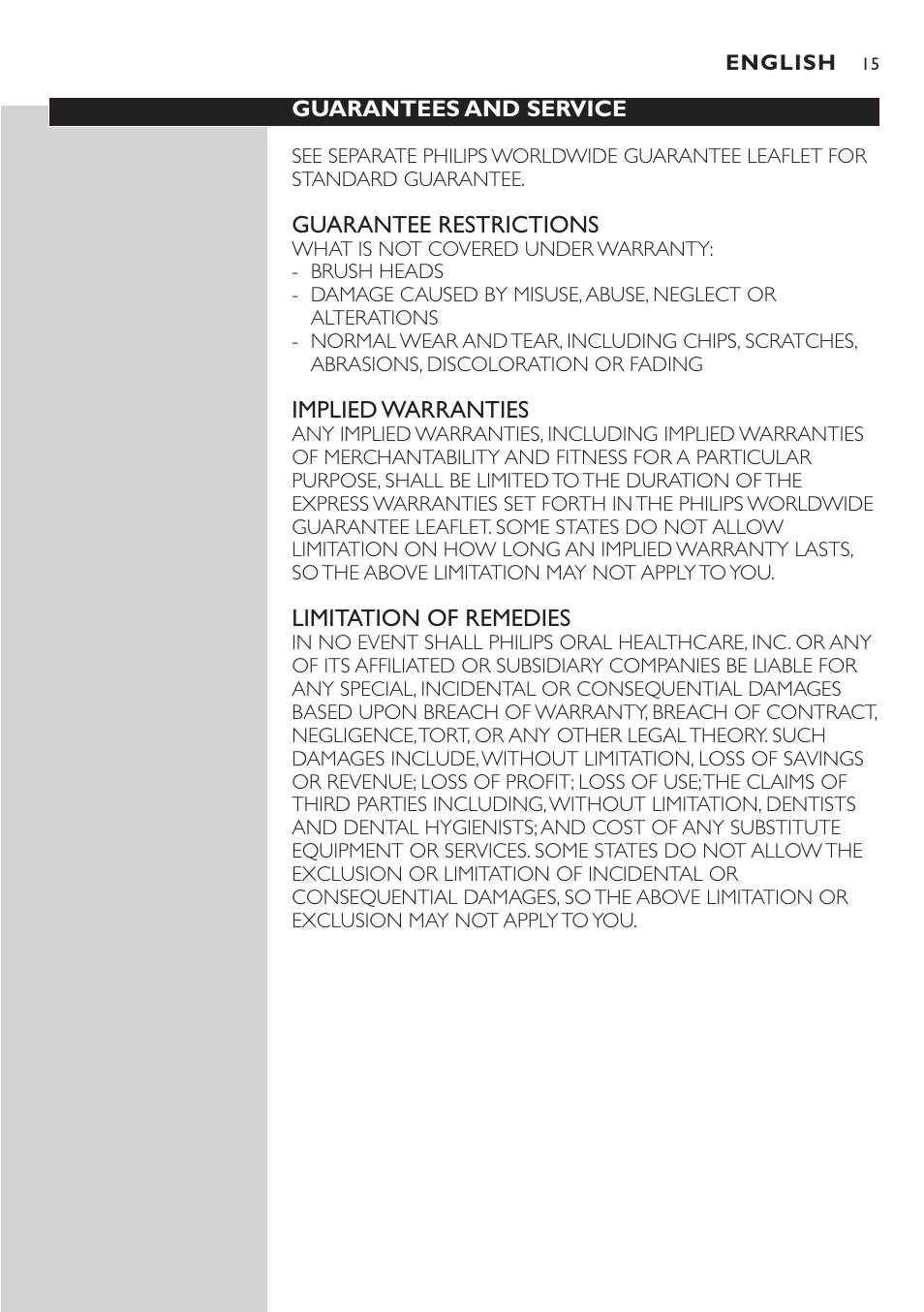 Philips Sonicare 7800 User Manual | Page 15 / 48