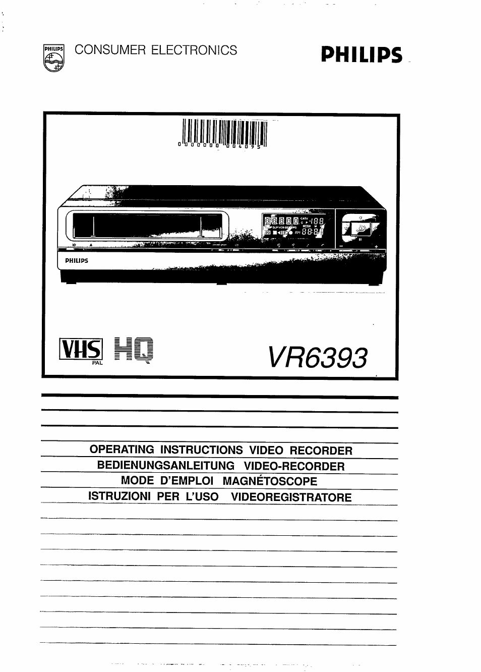 Philips VHS VR6393 User Manual | 26 pages