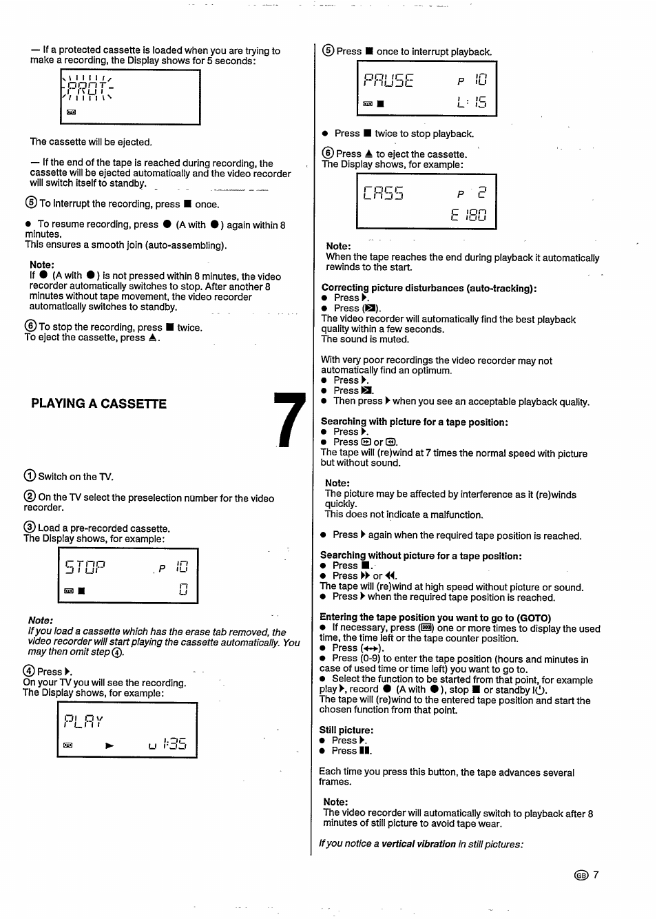 Playing a cassette | Philips VHS VR6393 User Manual | Page 11 / 26