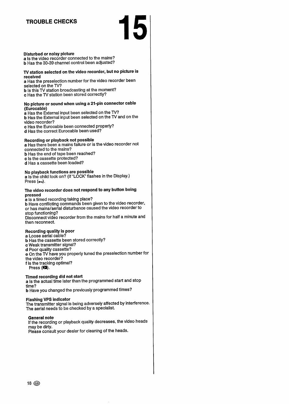 Trouble checks | Philips VHS VR6393 User Manual | Page 22 / 26