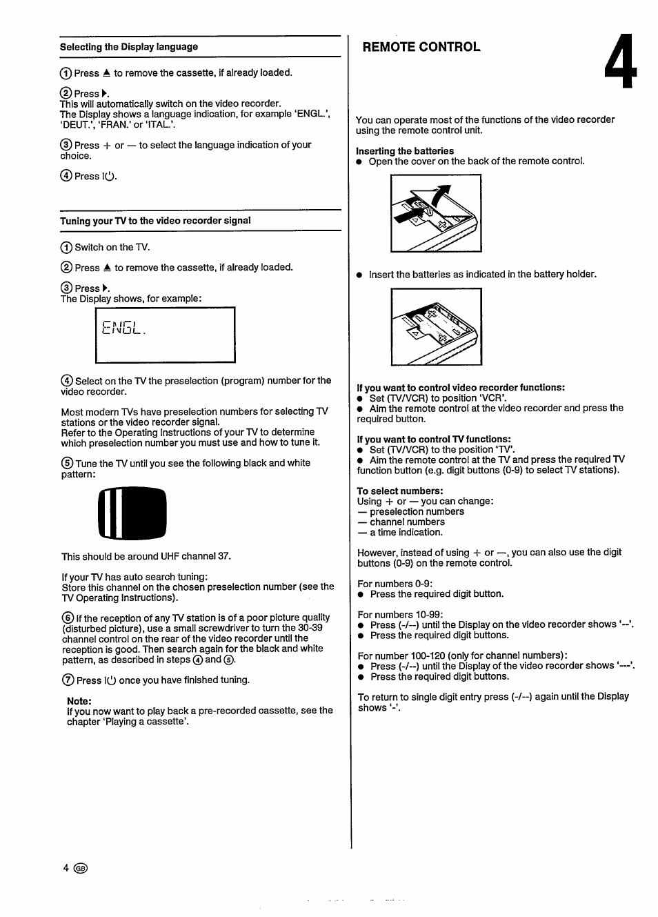 Remote control | Philips VHS VR6393 User Manual | Page 8 / 26