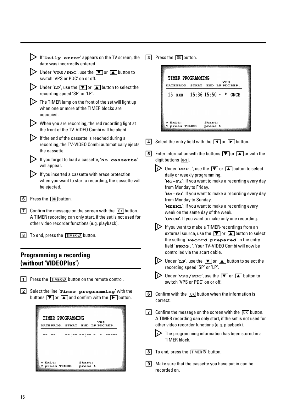 Programming a recording (without ’videoplus’) | Philips 21PV320/05 User Manual | Page 18 / 24