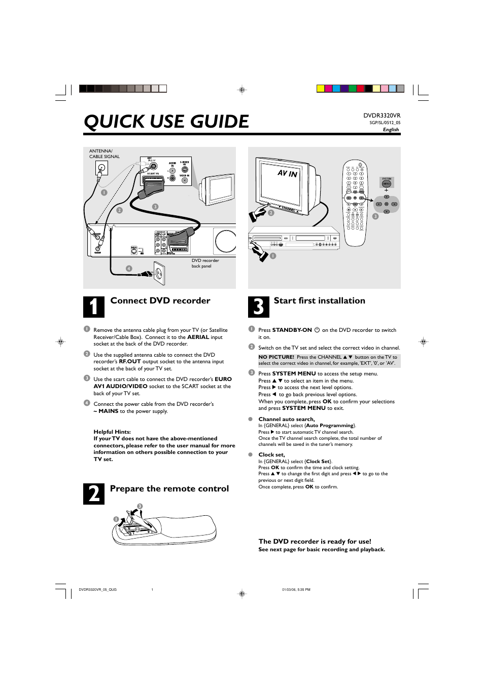 Philips DVDR3320VR User Manual | 2 pages