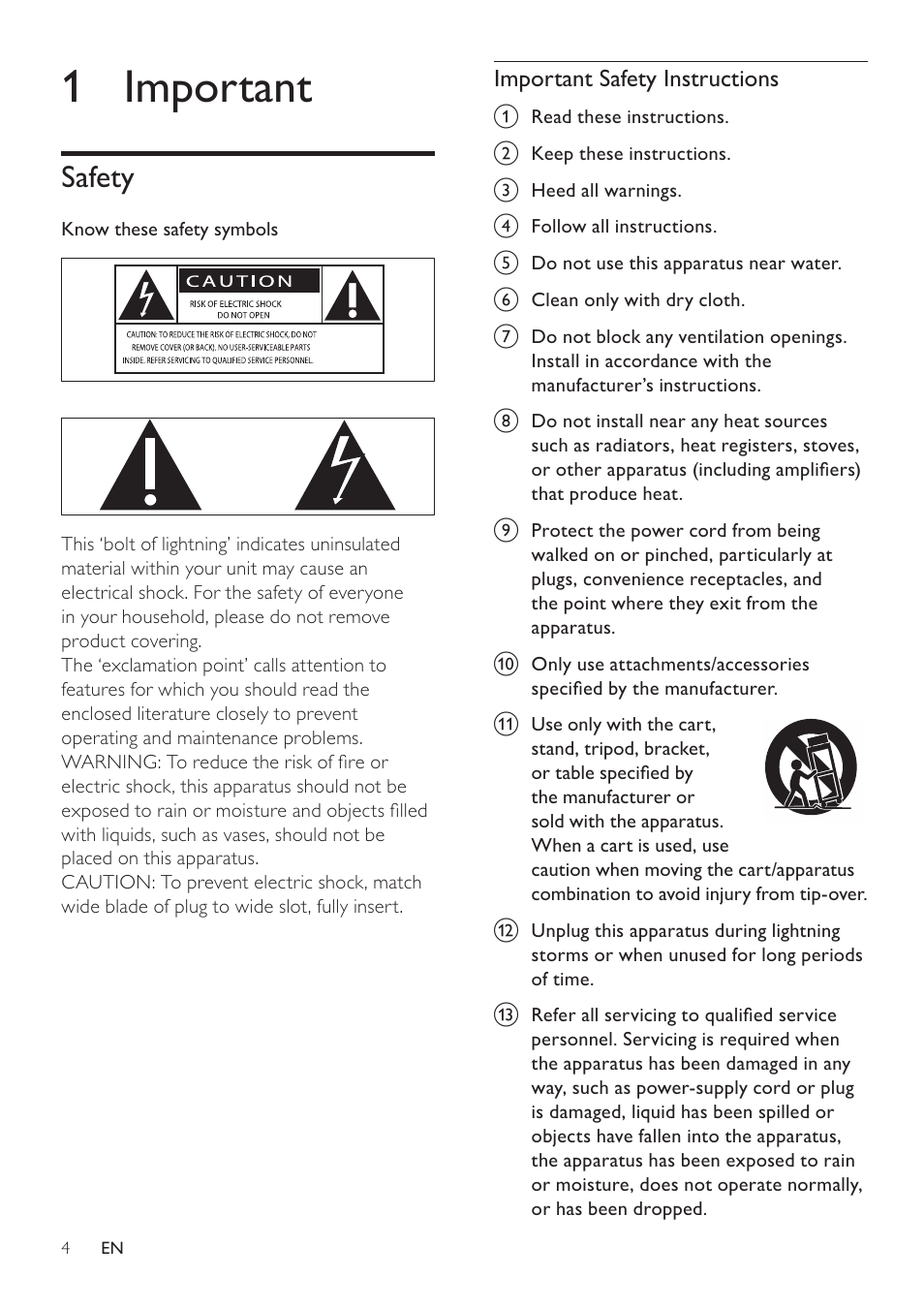 1 important, Safety | Philips DCM105 User Manual | Page 3 / 18