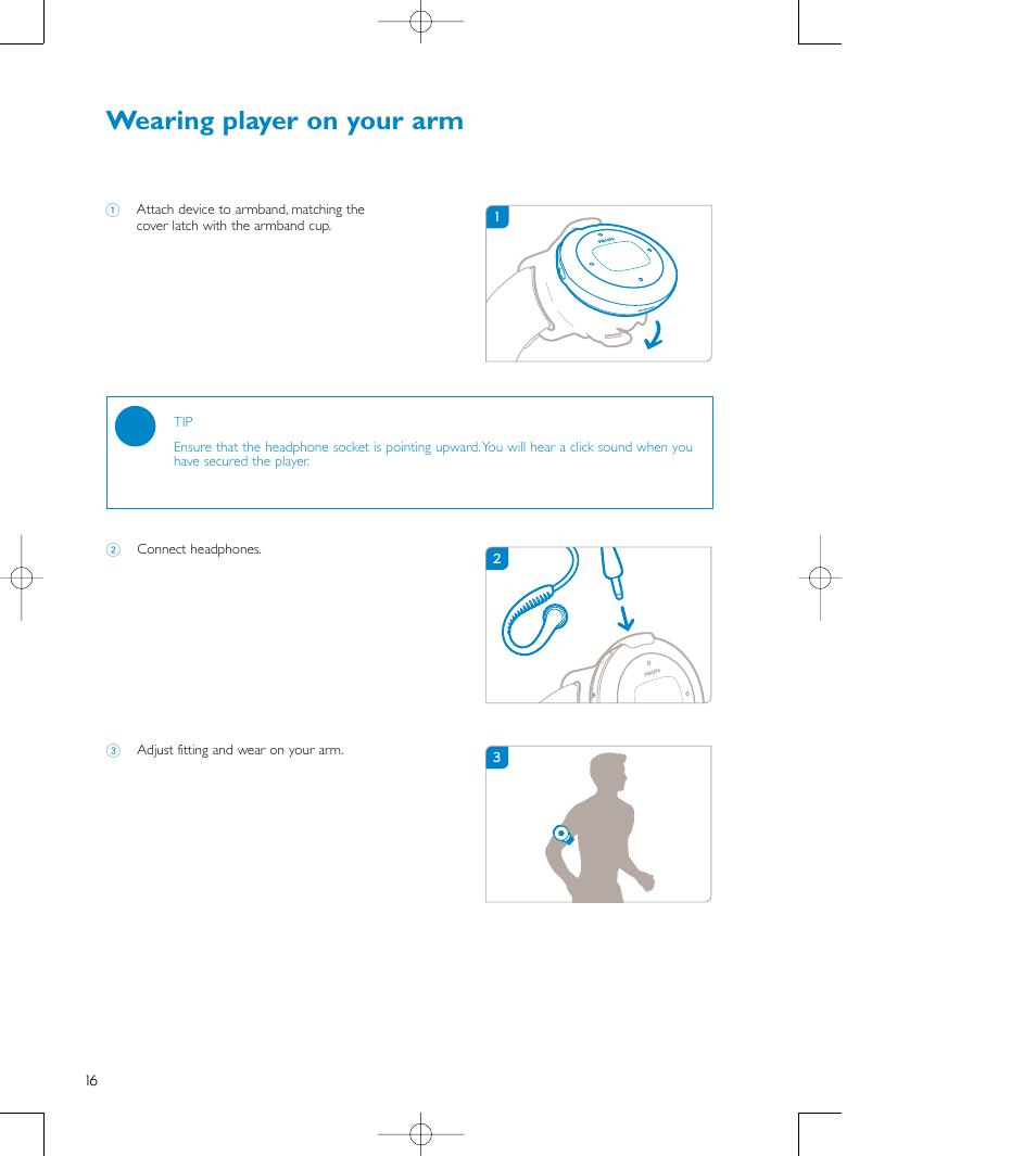 Wearing player on your arm | Philips audio players User Manual | Page 19 / 36