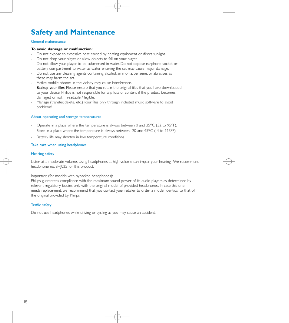 Safety and maintenance | Philips audio players User Manual | Page 21 / 36