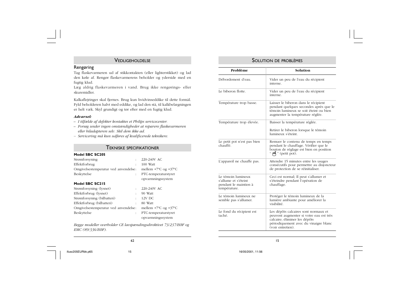 Philips SC205 User Manual | Page 15 / 38