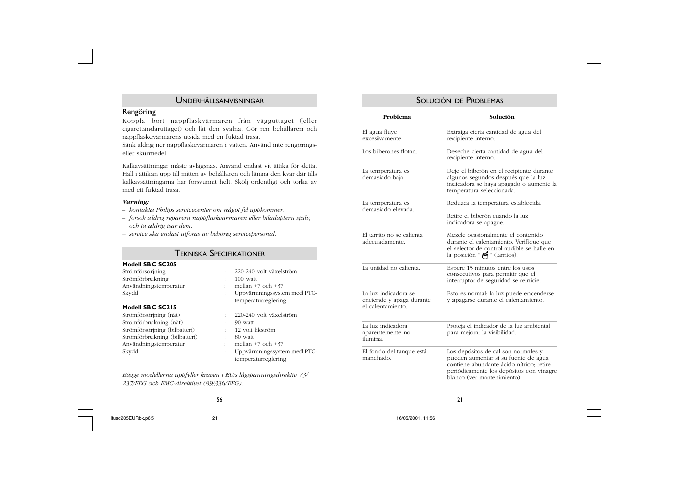 Philips SC205 User Manual | Page 21 / 38