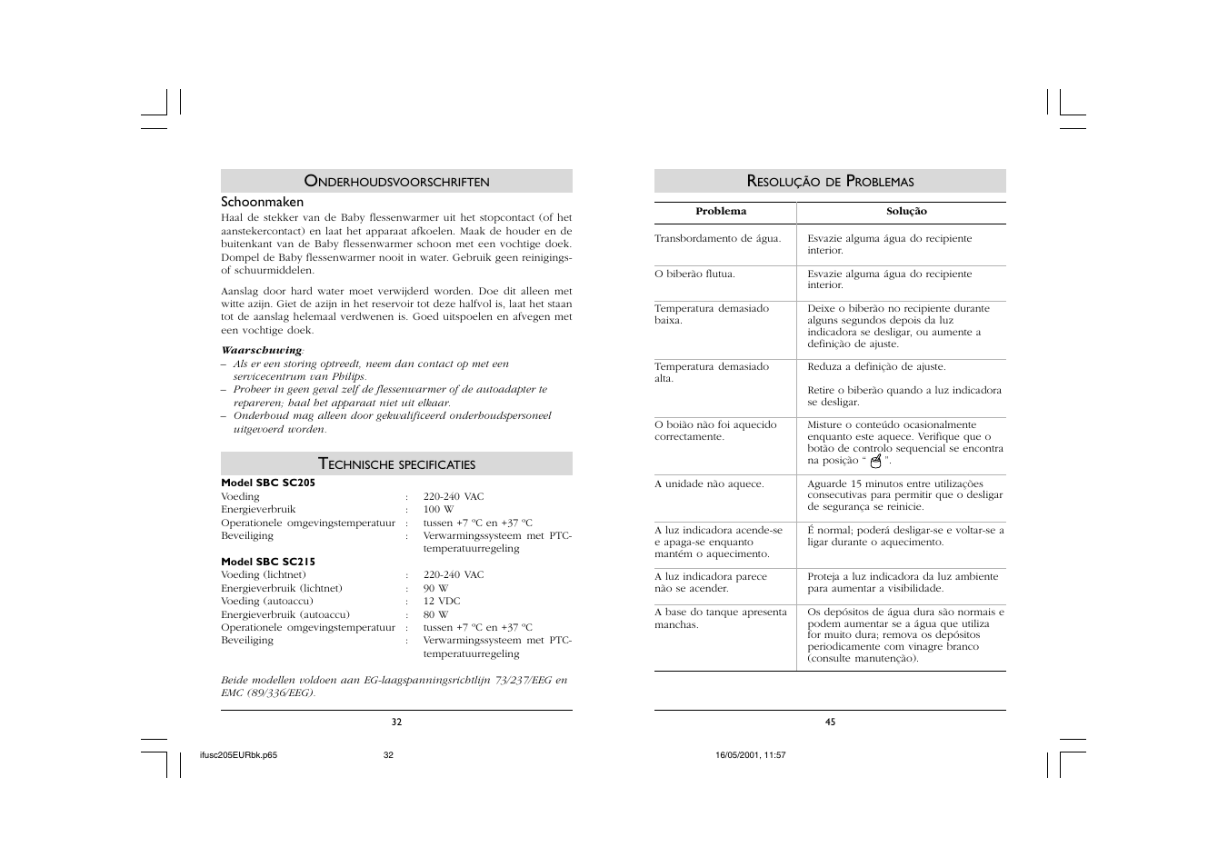 Philips SC205 User Manual | Page 32 / 38