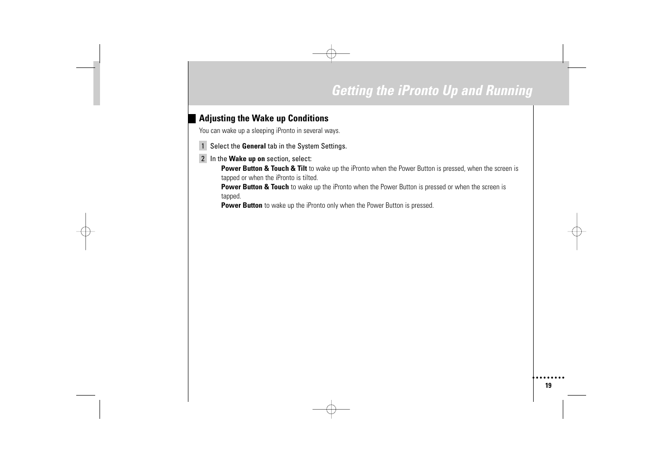 Getting the ipronto up and running | Philips Wireless Equipment Box User Manual | Page 19 / 60