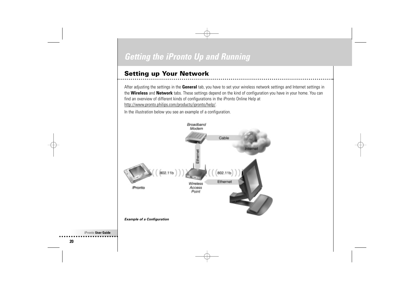 Getting the ipronto up and running, Setting up your network | Philips Wireless Equipment Box User Manual | Page 20 / 60