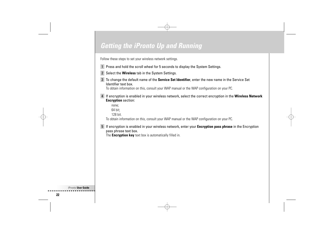Getting the ipronto up and running | Philips Wireless Equipment Box User Manual | Page 22 / 60