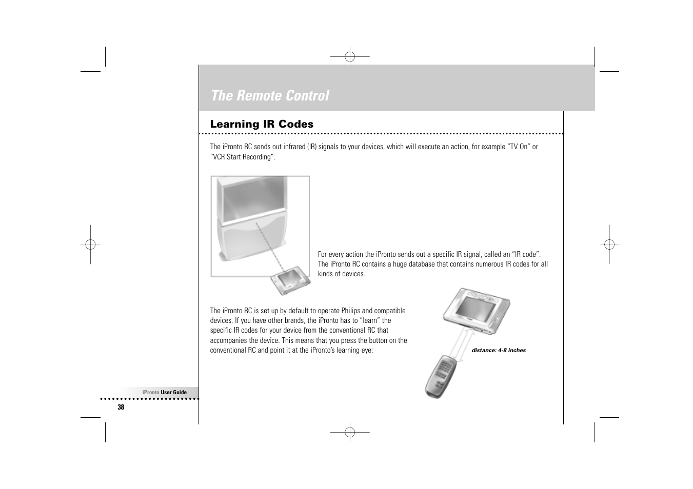The remote control, Learning ir codes | Philips Wireless Equipment Box User Manual | Page 38 / 60