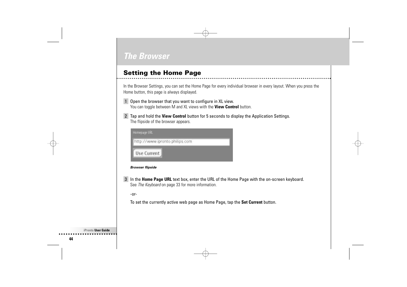 The browser, Setting the home page | Philips Wireless Equipment Box User Manual | Page 44 / 60