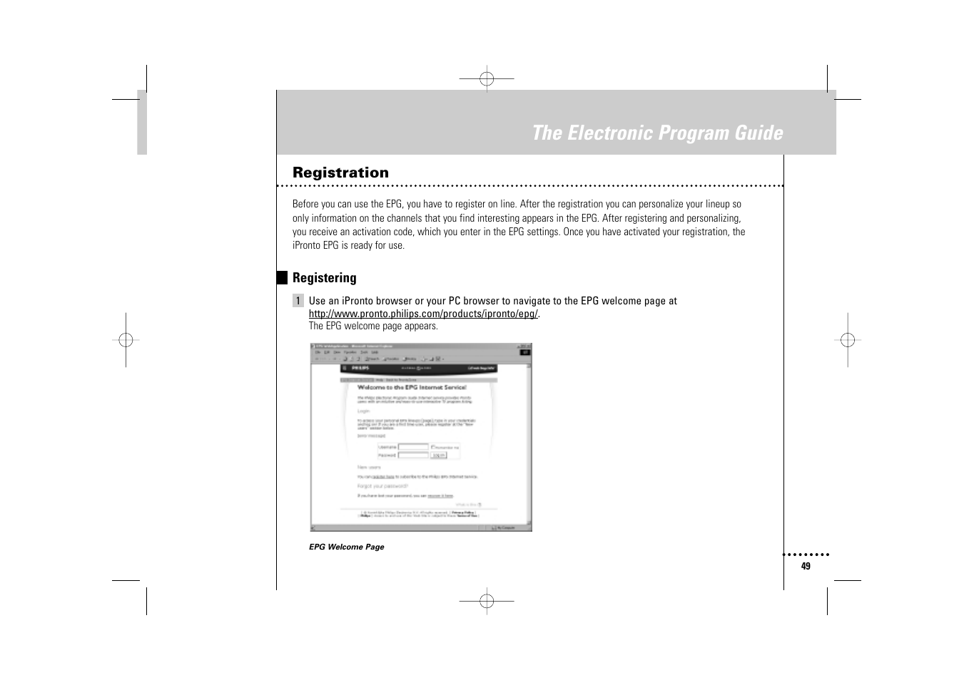 The electronic program guide | Philips Wireless Equipment Box User Manual | Page 49 / 60