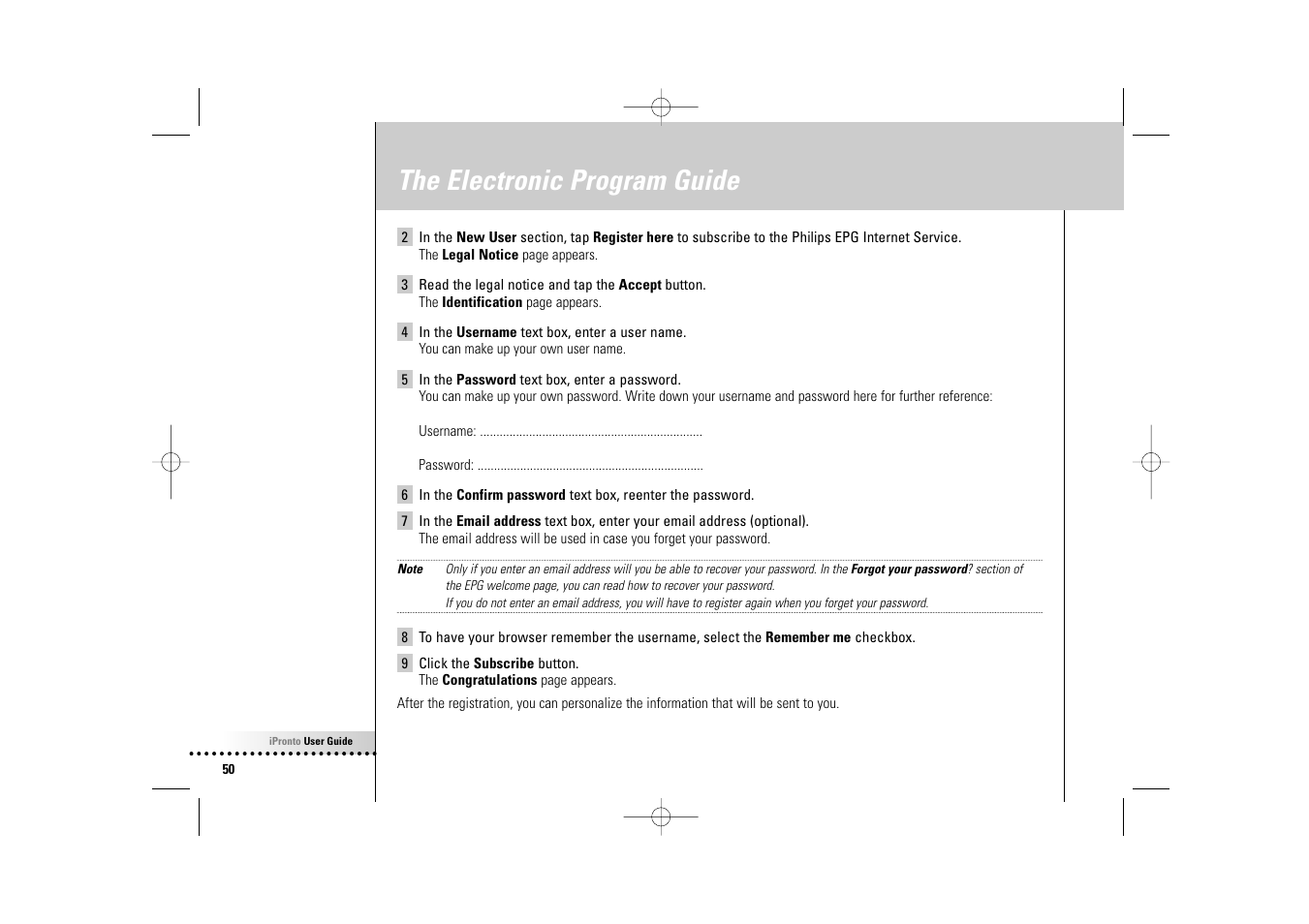 The electronic program guide | Philips Wireless Equipment Box User Manual | Page 50 / 60