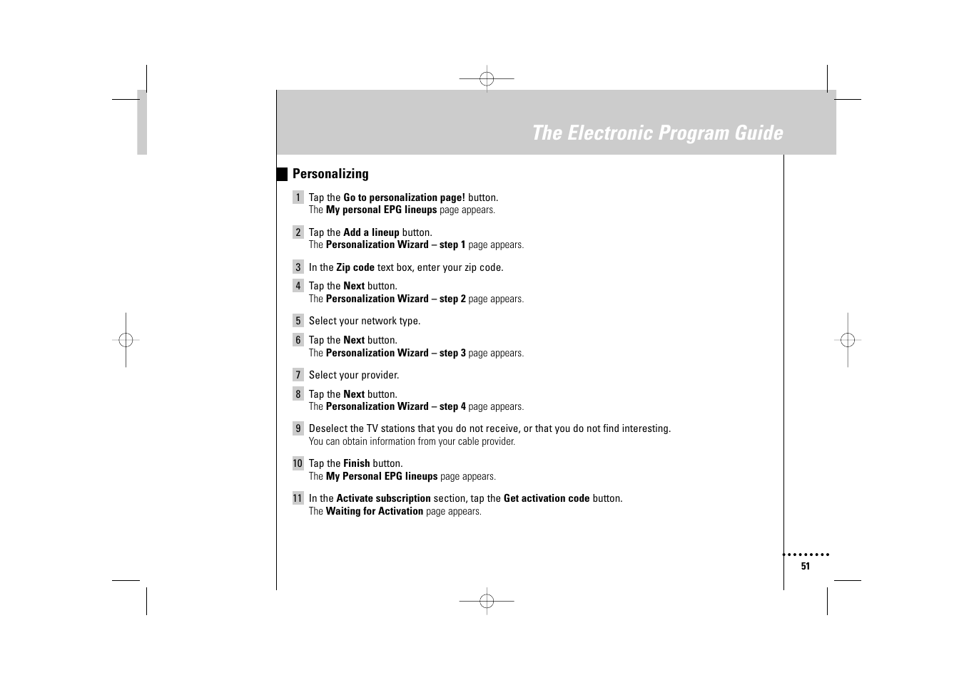 The electronic program guide | Philips Wireless Equipment Box User Manual | Page 51 / 60
