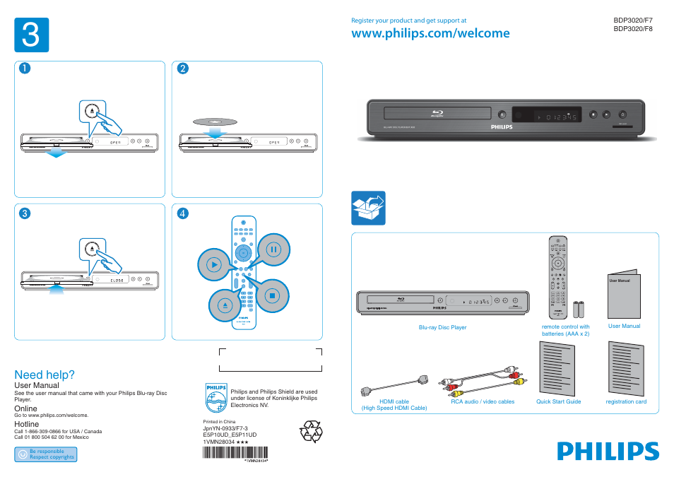 Philips BDP3020/F7 User Manual | 2 pages