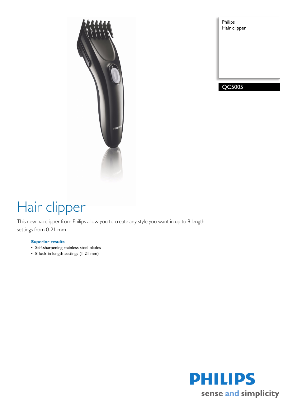 Philips QC5005 User Manual | 2 pages