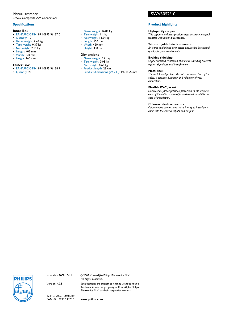 Philips SWV3052 User Manual | Page 2 / 2