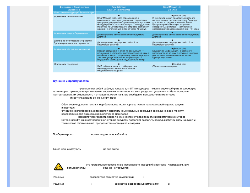 Функции и преимущества smartmanage | Philips 190C8 User Manual | Page 48 / 118