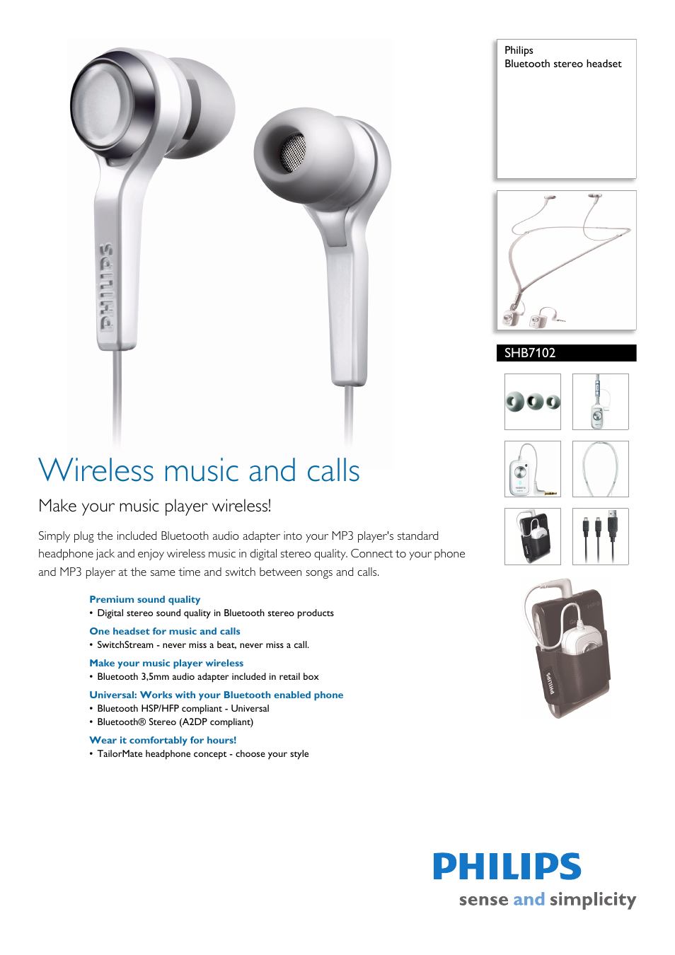 Philips SHB7102 User Manual | 2 pages