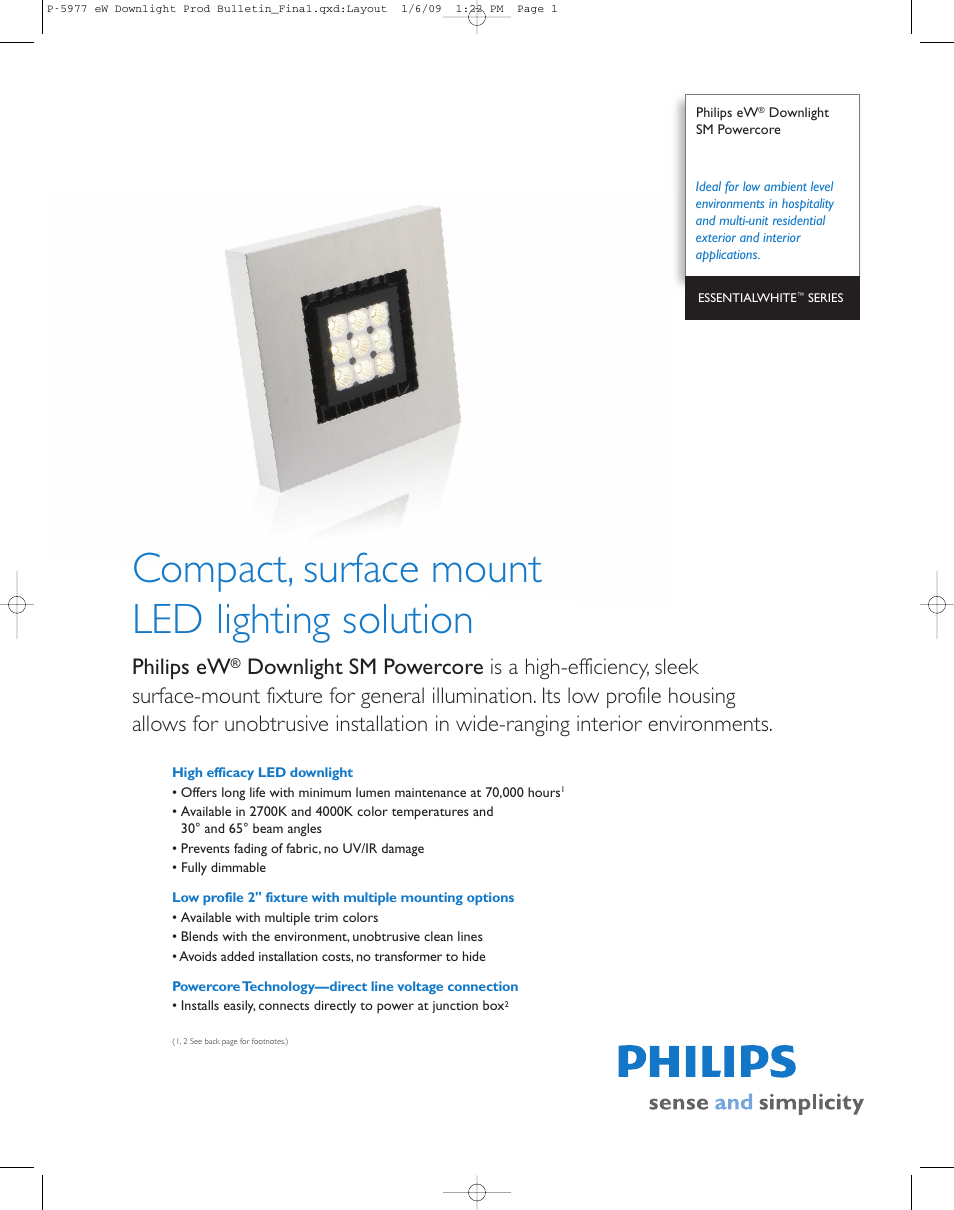 Philips eW Downlight P-5977 User Manual | 2 pages