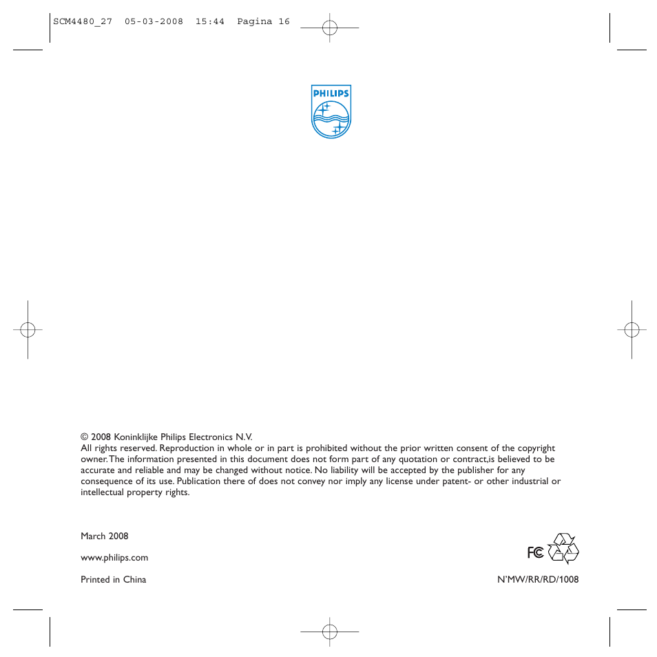 Philips SCM4480/27 User Manual | Page 16 / 16