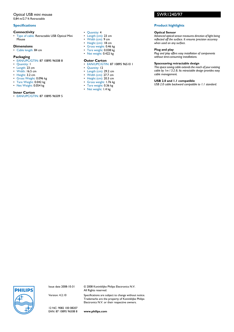 Philips SWR1240/97 User Manual | Page 2 / 2