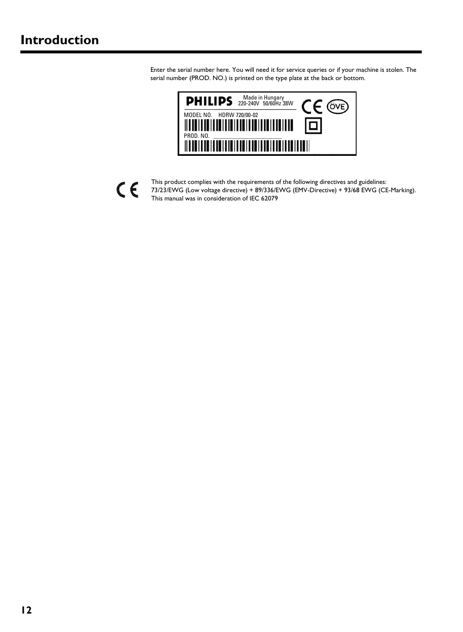 Introduction | Philips HDRW 720/00-02 User Manual | Page 14 / 96