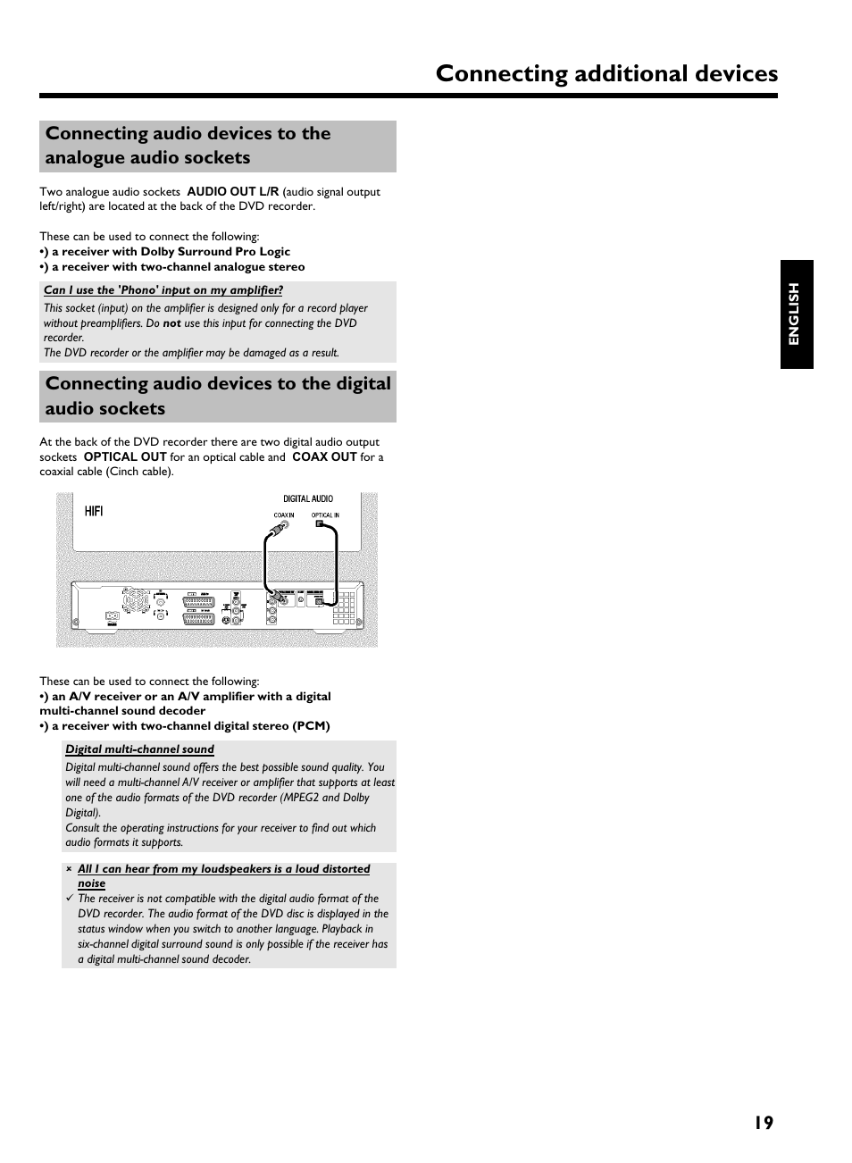 Connecting additional devices | Philips HDRW 720/00-02 User Manual | Page 21 / 96