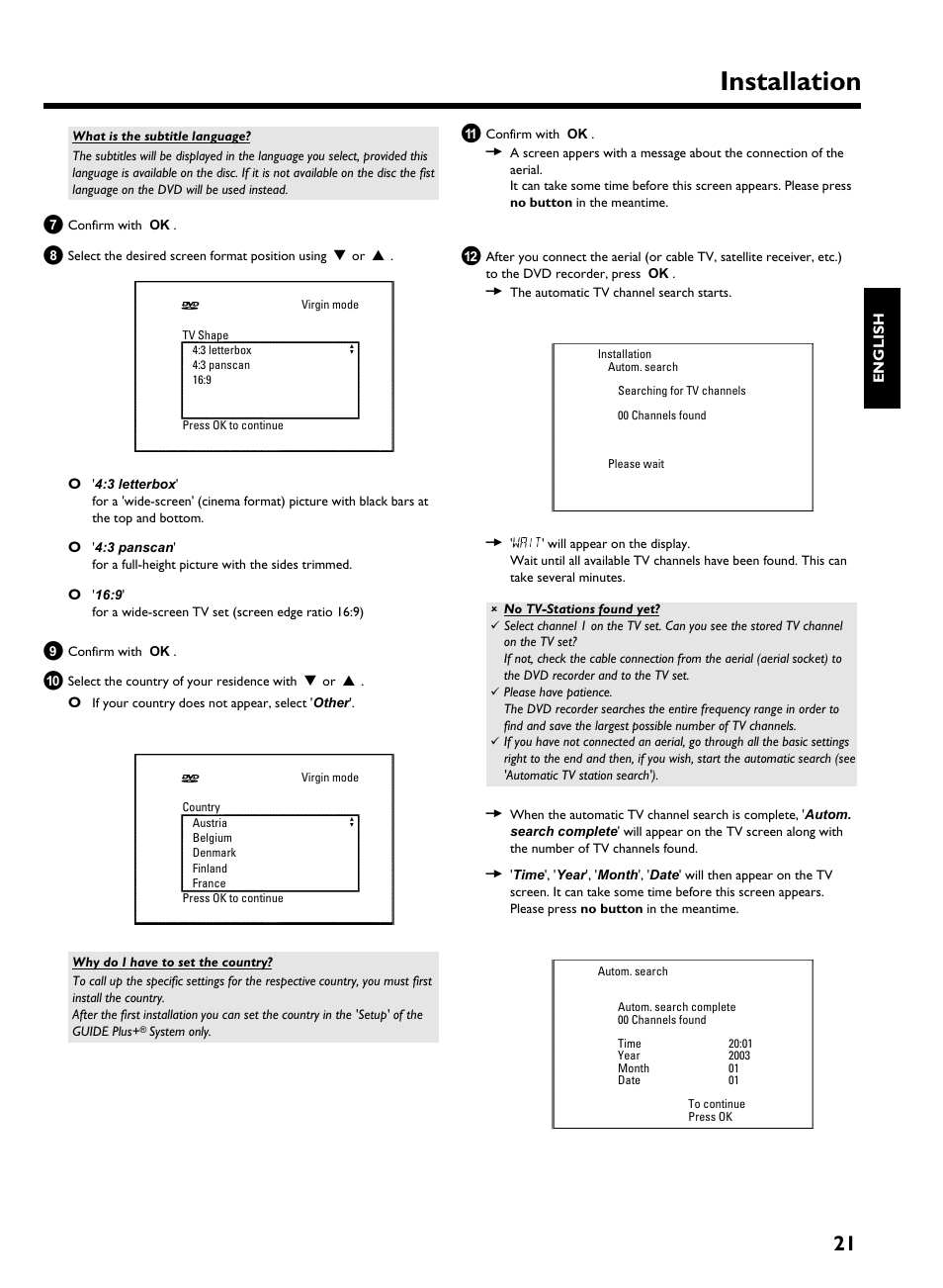 Installation | Philips HDRW 720/00-02 User Manual | Page 23 / 96