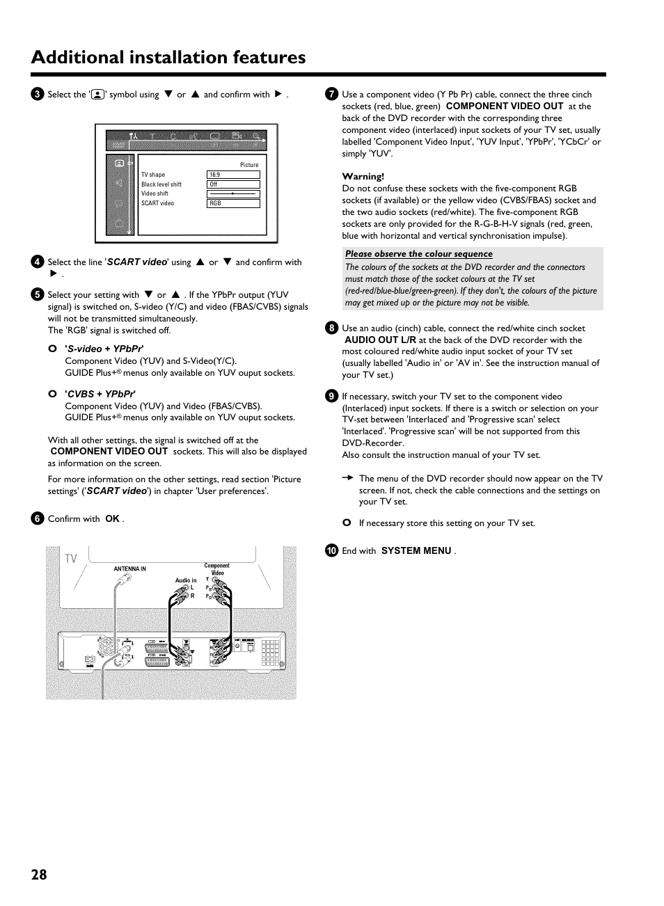 Additional installation features | Philips HDRW 720/00-02 User Manual | Page 30 / 96