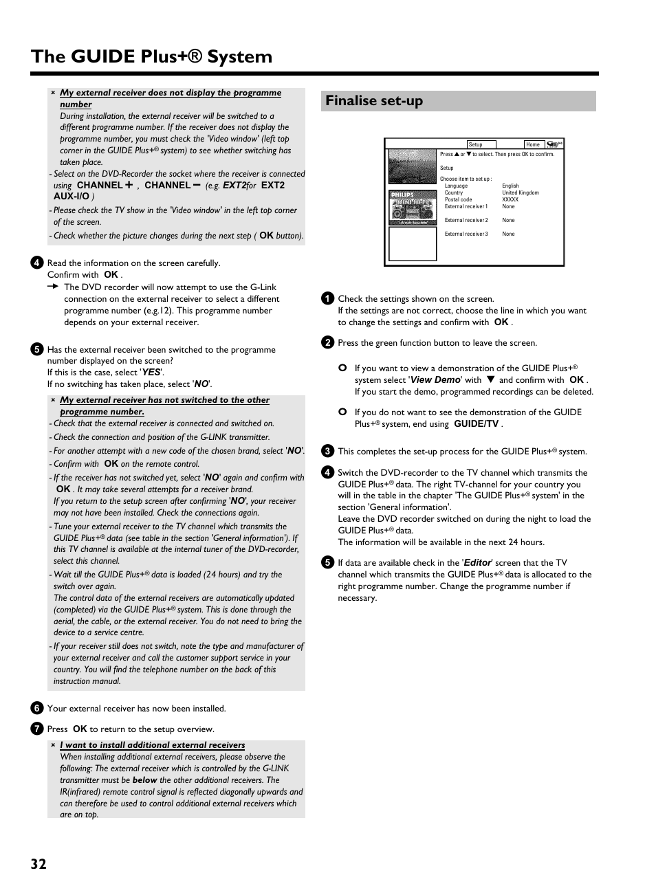 Finalise set-up, The guide plus+® system, Finalise set up | Philips HDRW 720/00-02 User Manual | Page 34 / 96
