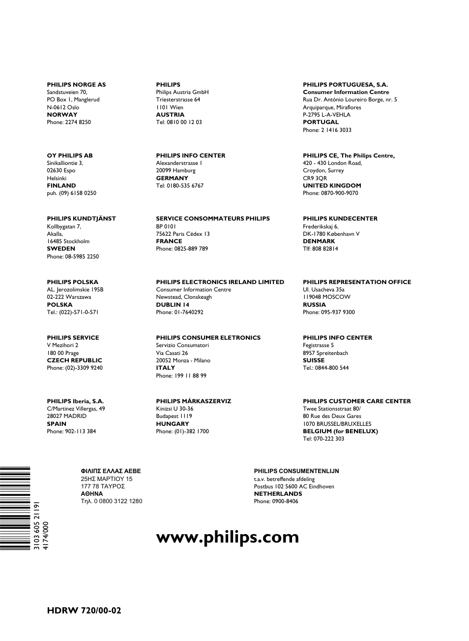 Philips HDRW 720/00-02 User Manual | Page 96 / 96