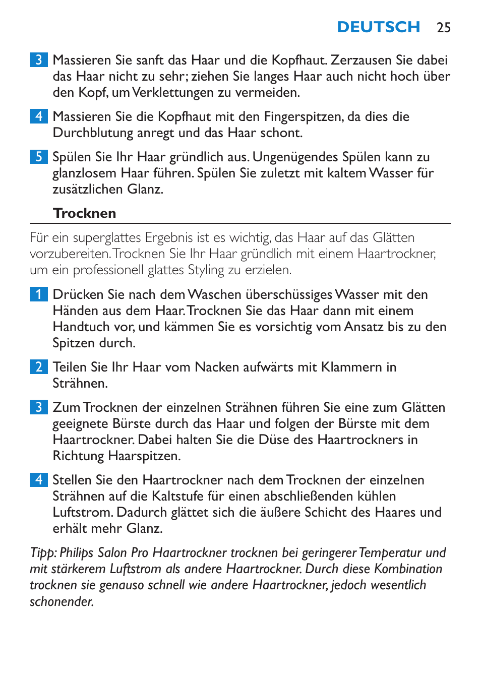 Trocknen | Philips HP4667 User Manual | Page 25 / 112