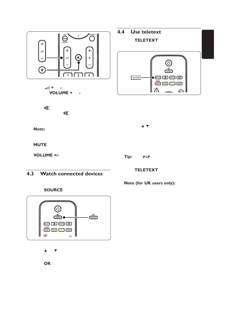3 watch connected devices, Use teletext 4.4 | Philips 19PFL5403/60 User Manual | Page 13 / 38