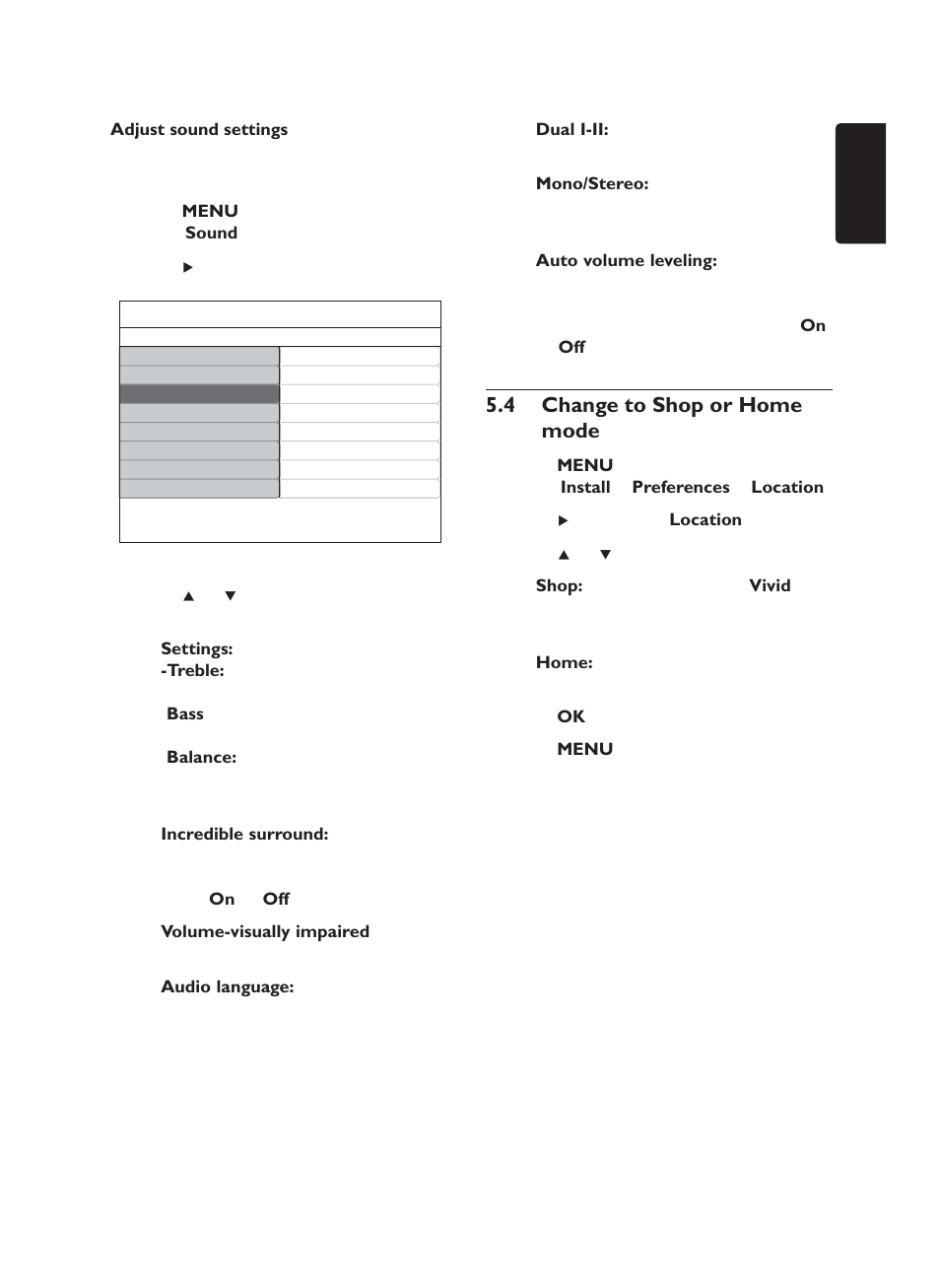4 change to shop or home mode | Philips 19PFL5403/60 User Manual | Page 19 / 38