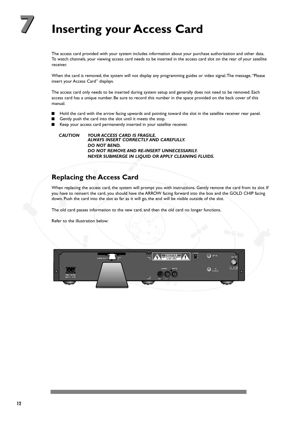 Inserting your access card | Philips DSX5250 User Manual | Page 16 / 42