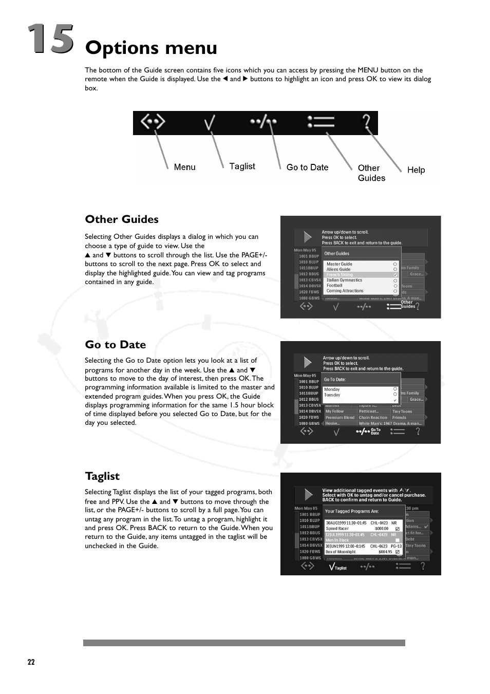 Options menu | Philips DSX5250 User Manual | Page 26 / 42