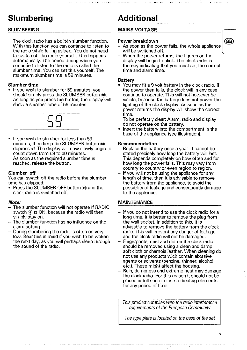 Slumbering additional | Philips AJ 3250/05W User Manual | Page 7 / 10