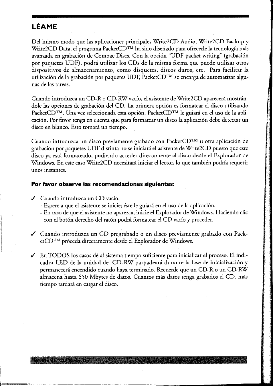 Leame, Léame | Philips PCRW404K/17 User Manual | Page 104 / 122