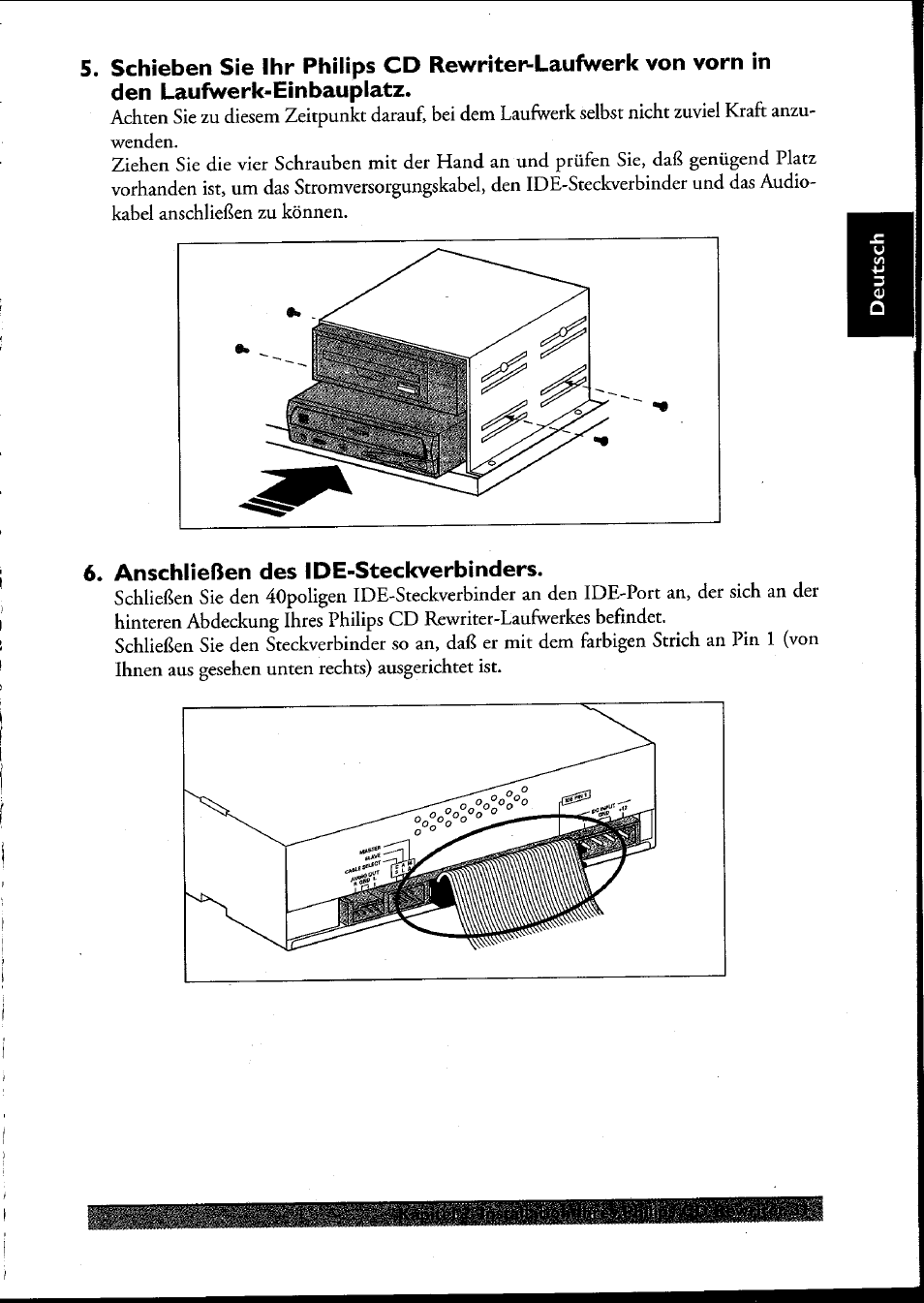 Anschließen des ide-steckverbinders | Philips PCRW404K/17 User Manual | Page 39 / 122