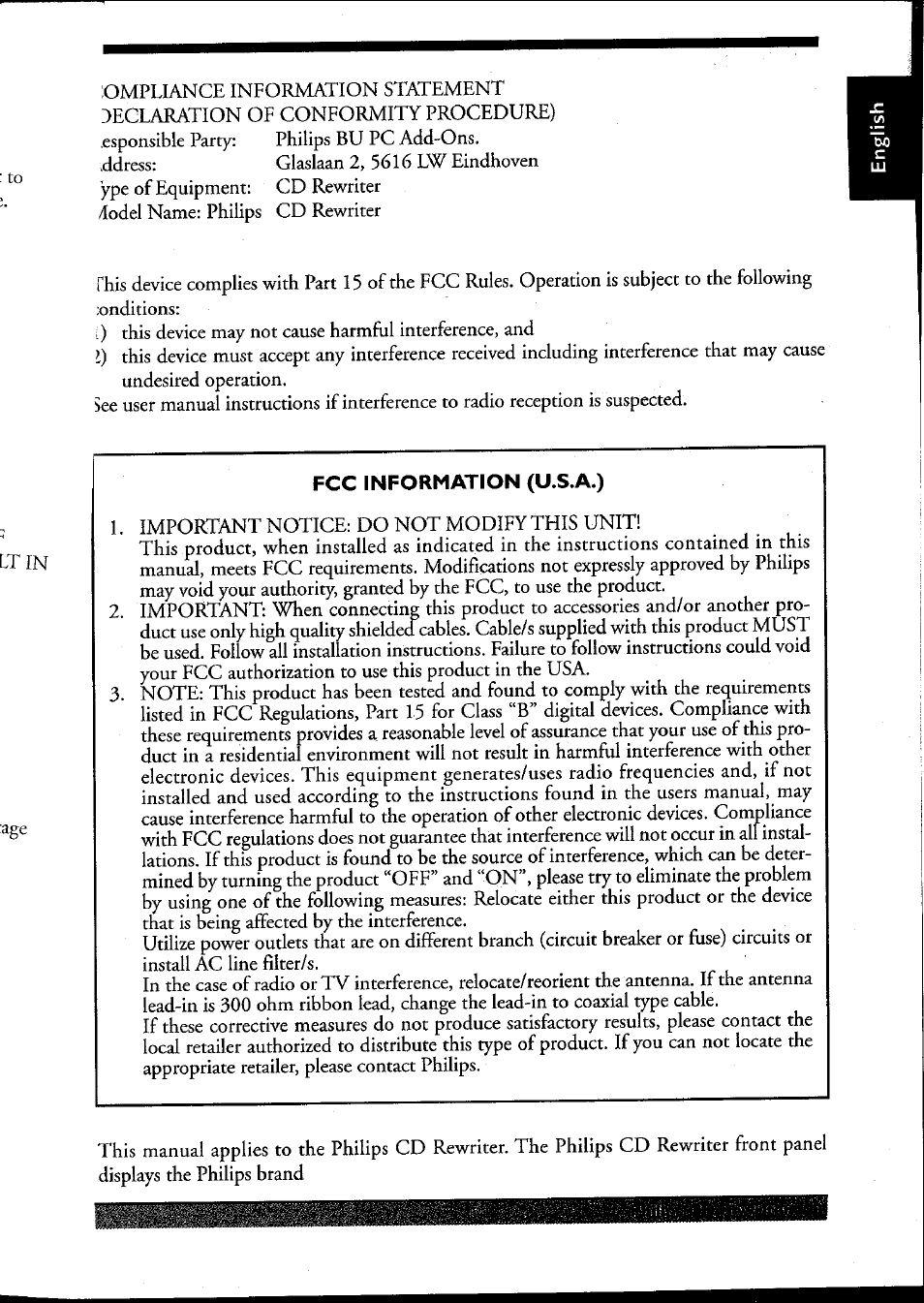 Philips PCRW404K/17 User Manual | Page 5 / 122