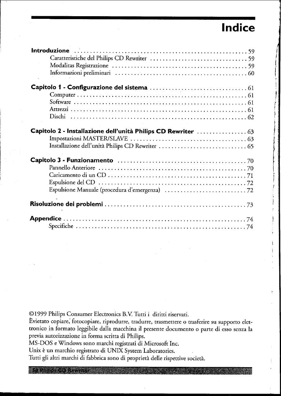 Indice | Philips PCRW404K/17 User Manual | Page 66 / 122