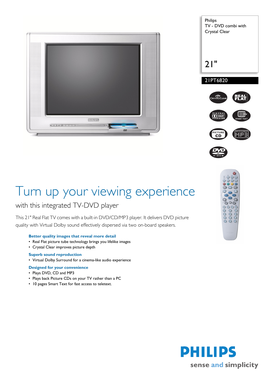 Philips 21PT6820 User Manual | 2 pages
