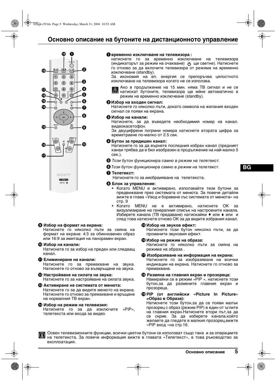 Sony KV-29XL70K User Manual | Page 25 / 124