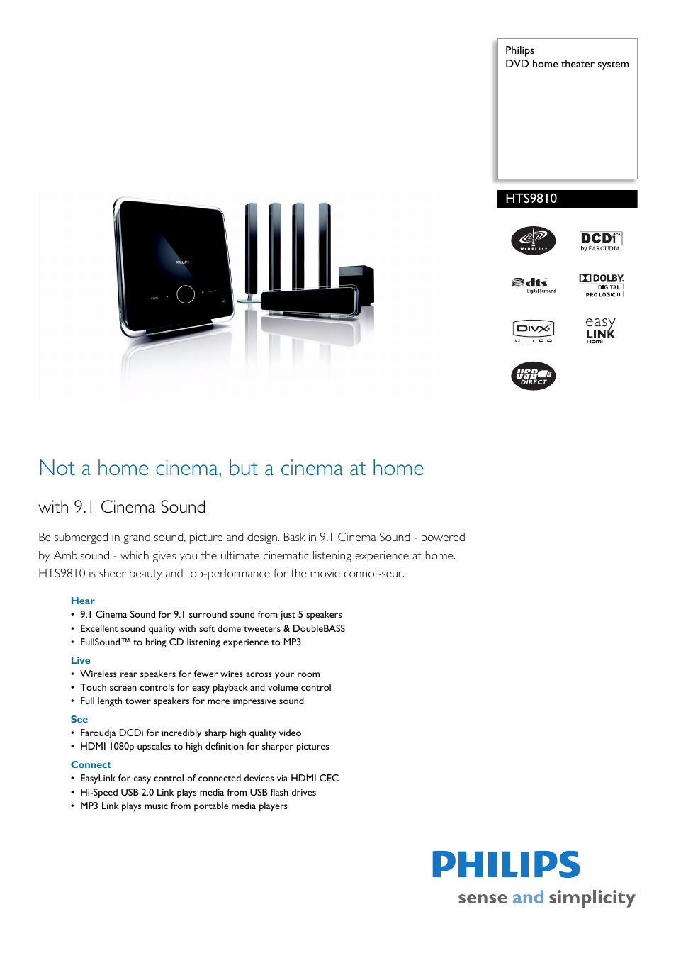 Philips HTS9810 User Manual | 2 pages